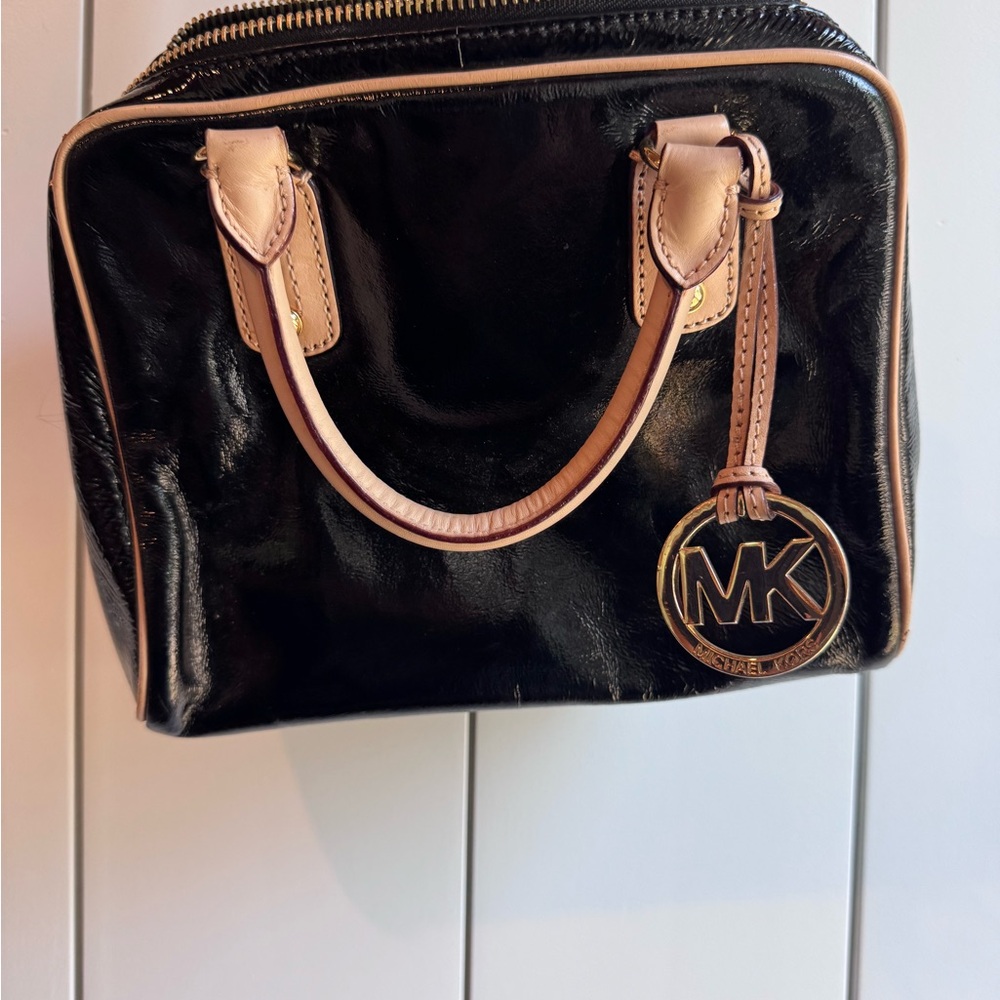 Michael Kors Black and Cream Bag with Gold Hardware